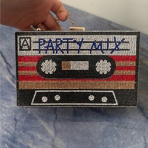 Retro Cassette mix tape Crystal Clutch purse